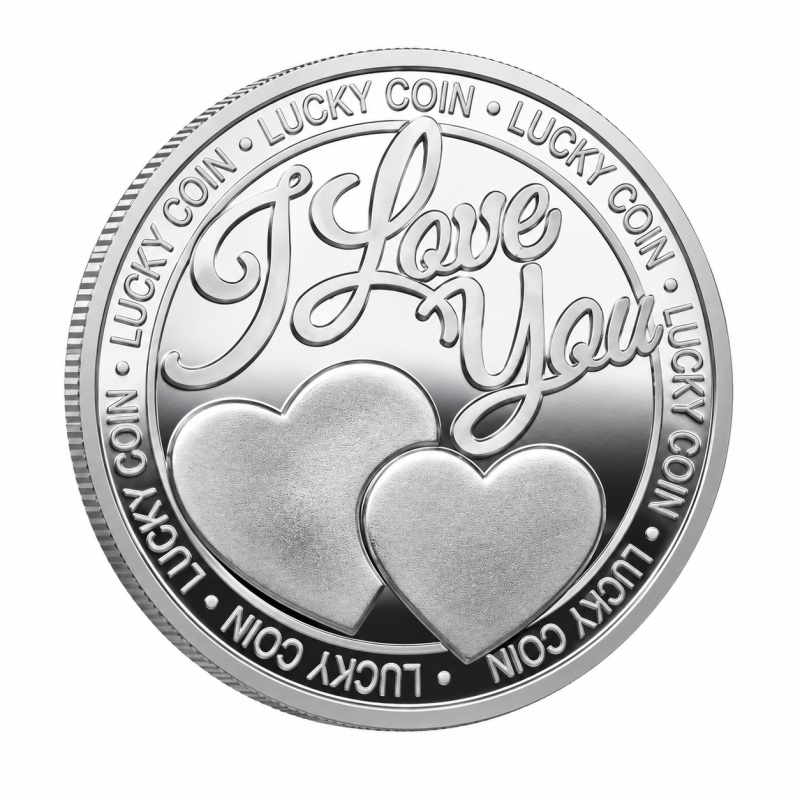 Geluksmunt, Lucky Coin, I love you, Zilverkleurig