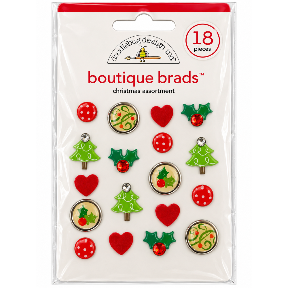 Doodlebug Design inc. Boutique brads, Christmas assortiment
