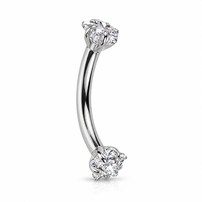 Wenkbrauw Piercing steentjes Zilverkleurig 8x1.2