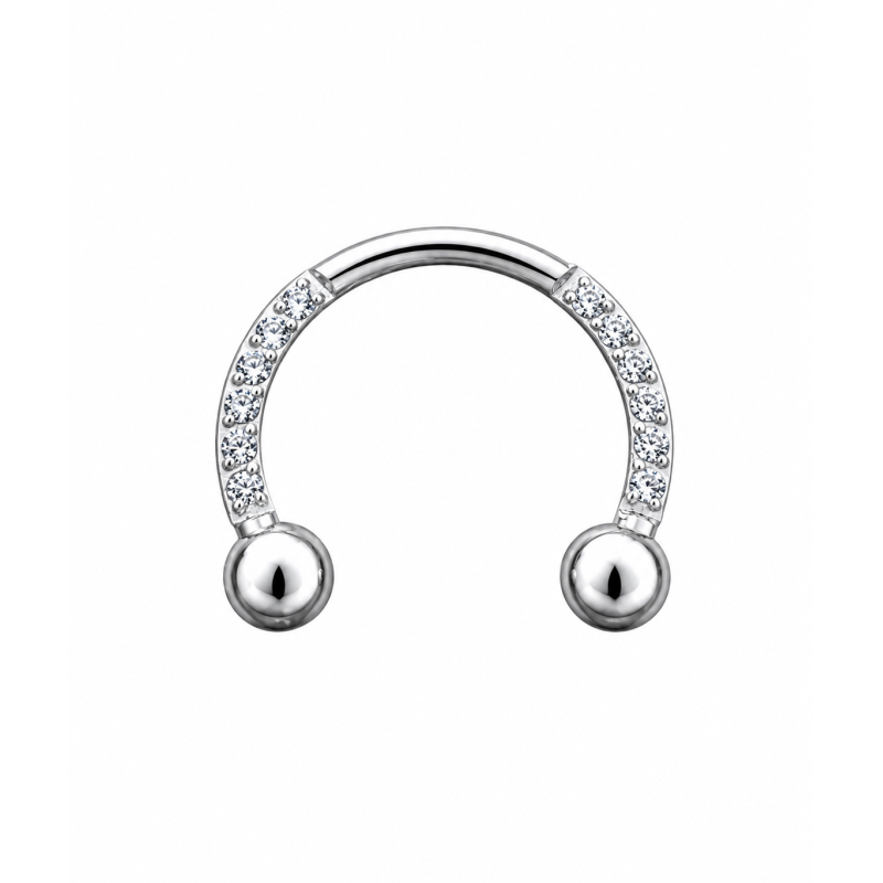 Hoefijzer Piercing met steentjes Zilverkleurig 