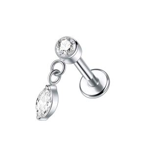 Labret Piercing, Druppel, Zilverkleurig, 8x1.2