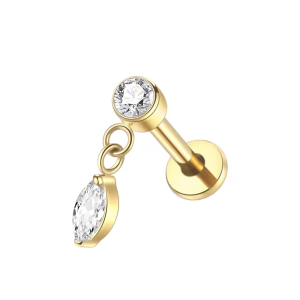 Labret Piercing, Druppel, Goudkleurig, 8x1.2