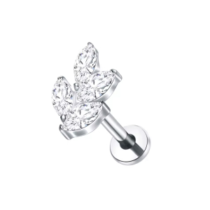 Labret Piercing, Blaadjes, Zilverkleurig, 8x1.2