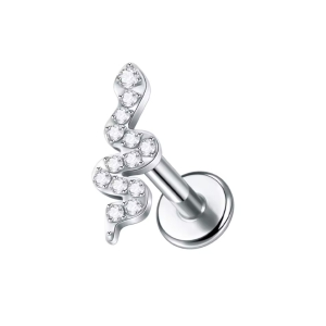 Labret Piercing Slang met steentjes 8x1.2 Labret Piercing Slang met steentjes 8x1.2