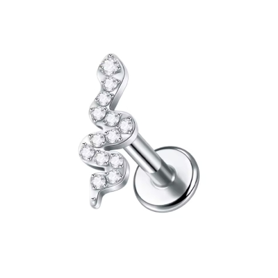 Labret Piercing Slang met steentjes 8x1.2