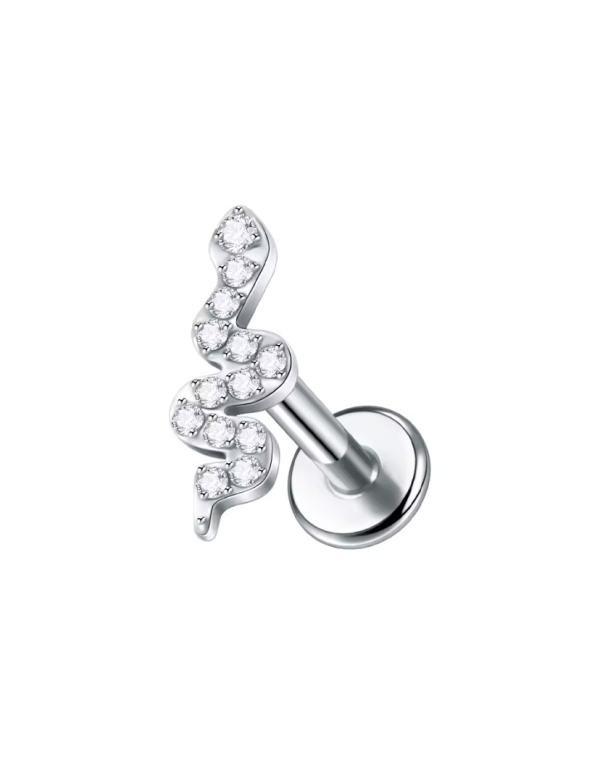 Labret Piercing Slang met steentjes 8x1.2 Labret Piercing Slang met steentjes 8x1.2