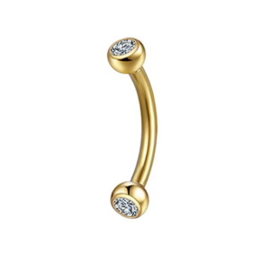 Wenkbrauw piercing goudkleurig met steentjes 6x1.2 Wenkbrauw piercing goudkleurig met steentjes 6x1.2