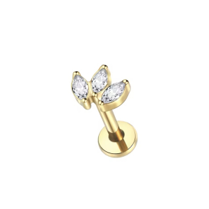 Labret Piercing Goudkleurig met 3 steentjes 6x1.2 Labret Piercing Goudkleurig met 3 steentjes 6x1.2