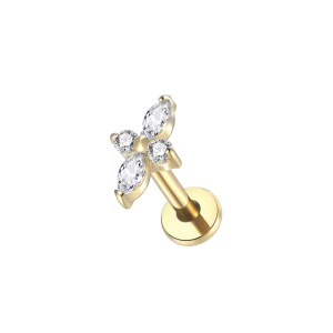 Labret Piercing Goudkleurig met steentjes 6x1.2 Labret Piercing Goudkleurig met steentjes 6x1.2