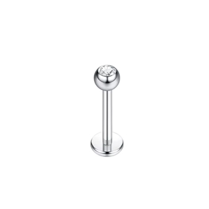 Labret Piercing Zilverkleurig met steentje 8x1.2 Labret Piercing Zilverkleurig met steentje 8x1.2