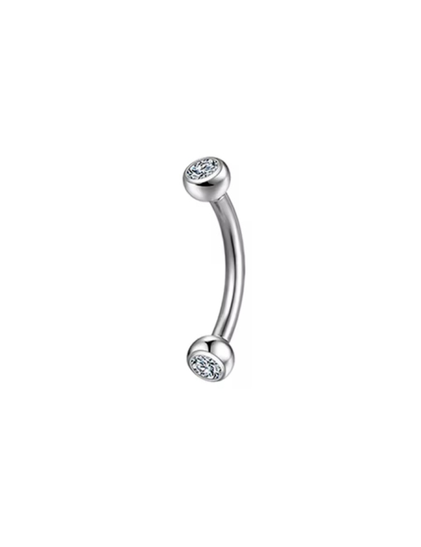 Wenkbrauw piercing zilverkleurig met steentjes 6x1.2 Wenkbrauw piercing zilverkleurig met steentjes 6x1.2