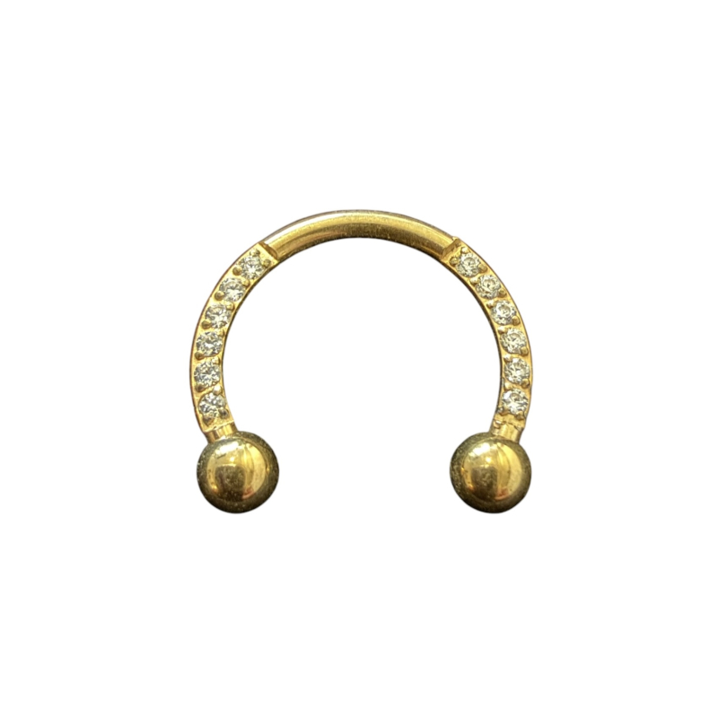 Hoefijzer Piercing met steentjes Goudkleurig