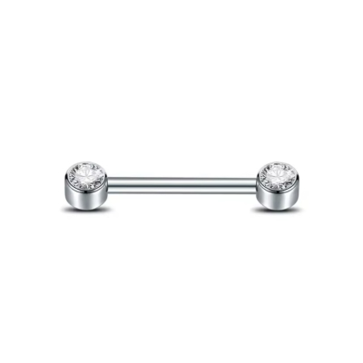 Tepelpiercing Zilverkleurig met steentjes