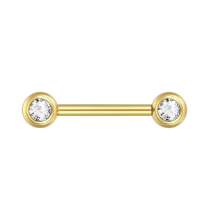 Tepelpiercing Goudkleurig met steentjes 14x1.6 Tepelpiercing Goudkleurig met steentjes 14x1.6