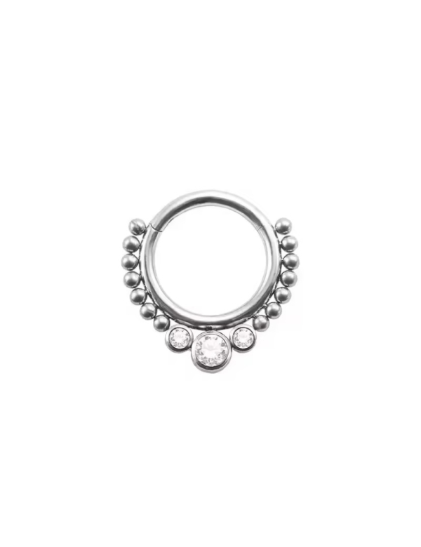 Daith Piercing Zilverkleurig met steentjes 8x1.2 Daith Piercing Zilverkleurig met steentjes 8x1.2