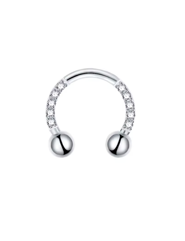 Hoefijzer Piercing Zilverkleurig met steentjes