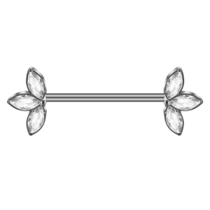 Tepelpiercing Zilverkleurig Blaadjes Kristal 16x1.6 Tepelpiercing Zilverkleurig Blaadjes Kristal 16x1.6