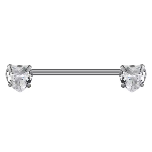 Tepelpiercing Zilverkleurig Hart Kristal 16x1.6 Tepelpiercing Zilverkleurig Hart Kristal 16x1.6
