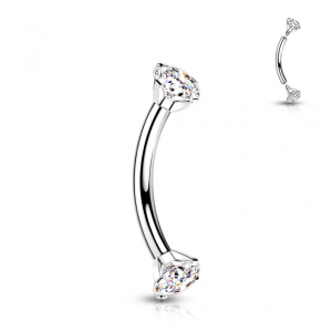 Wenkbrauw/Rook Piercing steentjes Zilverkleurig 8x1.2