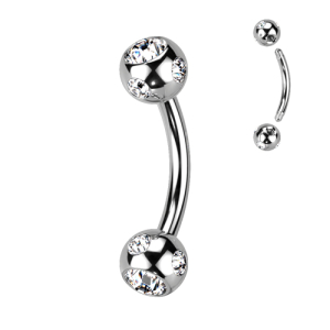 Wenkbrauw/Rook Piercing steentjes Zilverkleurig 8x1.2