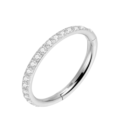 Piercing Ring Zilverkleurig met steentjes 