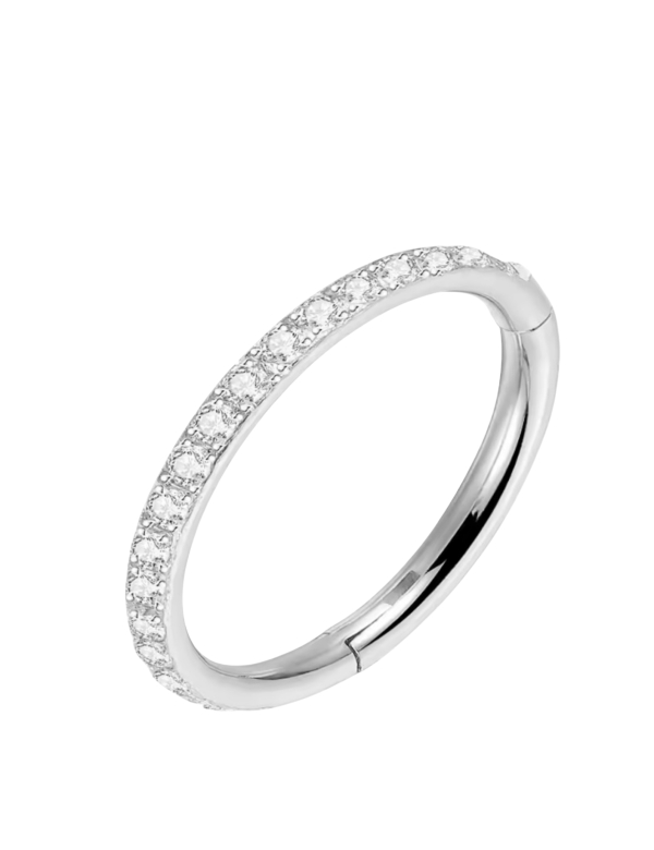 Piercing Ring Zilverkleurig met steentjes 