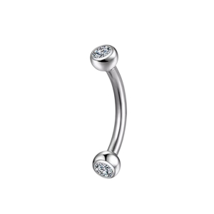Wenkbrauw piercing zilverkleurig met steentjes 6x1.2 Wenkbrauw piercing zilverkleurig met steentjes 6x1.2