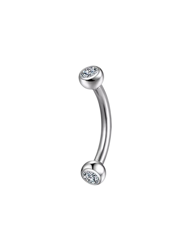 Wenkbrauw piercing zilverkleurig met steentjes 6x1.2 Wenkbrauw piercing zilverkleurig met steentjes 6x1.2
