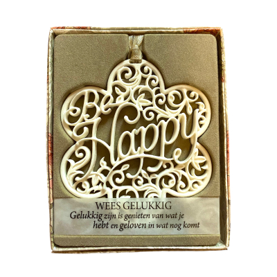 H&&H Inspirerende woorden hanger, Happy, Bloem