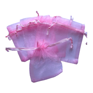 Organza zakje 7x9cm Fel roze