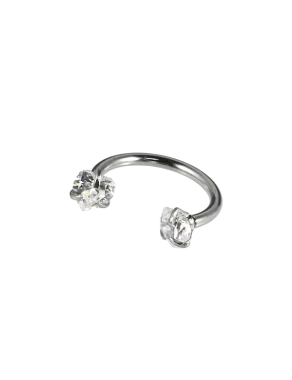 Hoefijzer Piercing Zilverkleurig met steentje 8x1.2