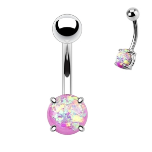 Navelpiercing Opal prong Roze Zilverkleurig 10x1.6 Navelpiercing Opal prong Roze Zilverkleurig 10x1.6