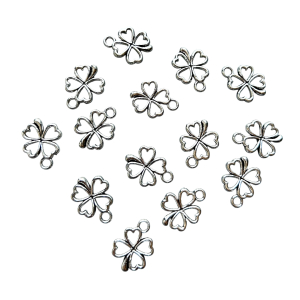 Klavertje vier bedels Zilverkleurig 10 stuks