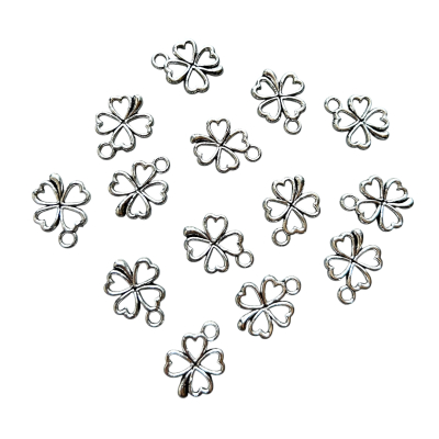 Klavertje vier bedels Zilverkleurig 10 stuks