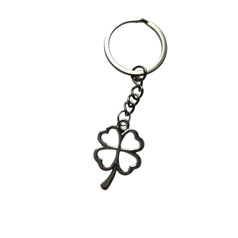 Sleutelhanger Klavertje vier Zilverkleurig