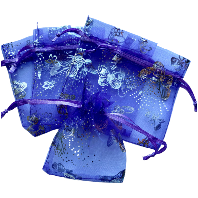 Organza zakje 7x9cm Vlinder Lila