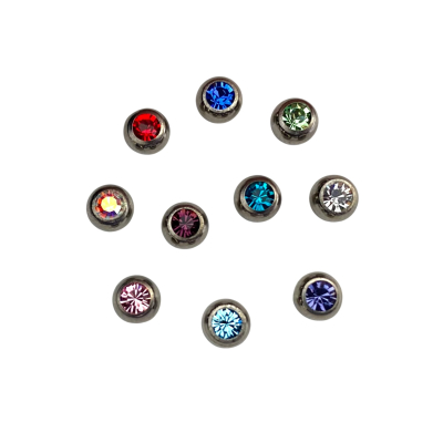 Piercing balletje 5mm met gekleurde steentjes
