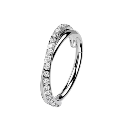 Conch Piercing Ring Zilverkleurig met steentjes 12x1.2mm