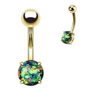 Navelpiercing Opal prong Groen Goudkleurig 10x1.6 Navelpiercing Opal prong Groen Goudkleurig 10x1.6