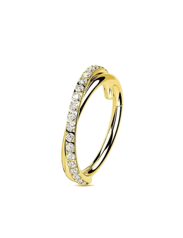Conch Piercing Ring Goudkleurig met steentjes 12x1.2mm Conch Piercing Ring Goudkleurig met steentjes 12x1.2mm