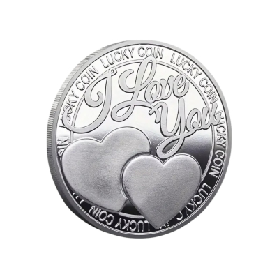 Geluksmunt, Lucky Coin, I love you, Zilverkleurig