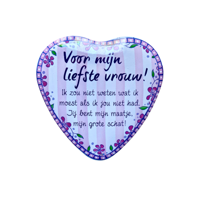 Blikje met Tekst Hart Voor mijn liefste vrouw