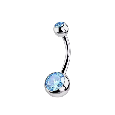 Navelpiercing Zilverkleurig Blauwe steen 1.6x5