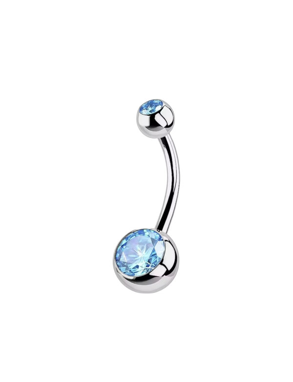 Navelpiercing Zilverkleurig Blauwe steen 1.6x5