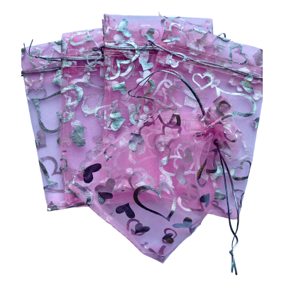 Organza zakje 10x12cm Hartjes Roze