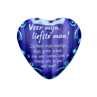 Blikje met tekst Hart, Voor mijn liefste man