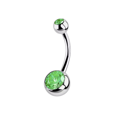 Navelpiercing Zilverkleurig Groene steen 1.6x5