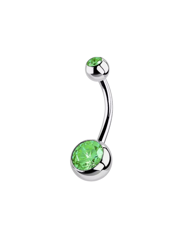 Navelpiercing Zilverkleurig Groene steen 1.6x5