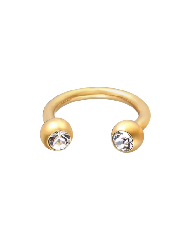 Hoefijzer Piercing Goudkleurig Steentje 10x1.2