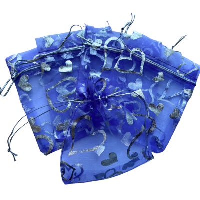 Organza zakje 7x9cm Hartjes Paars